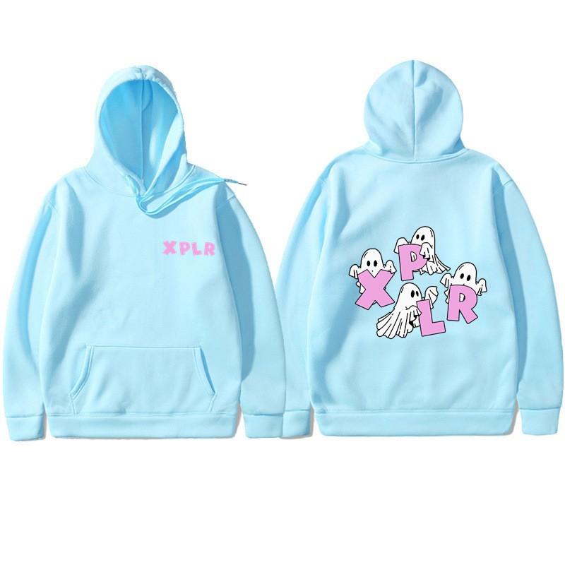 Sam and Colby Xplr Ghost Print Hoodie Men Women Retro Long