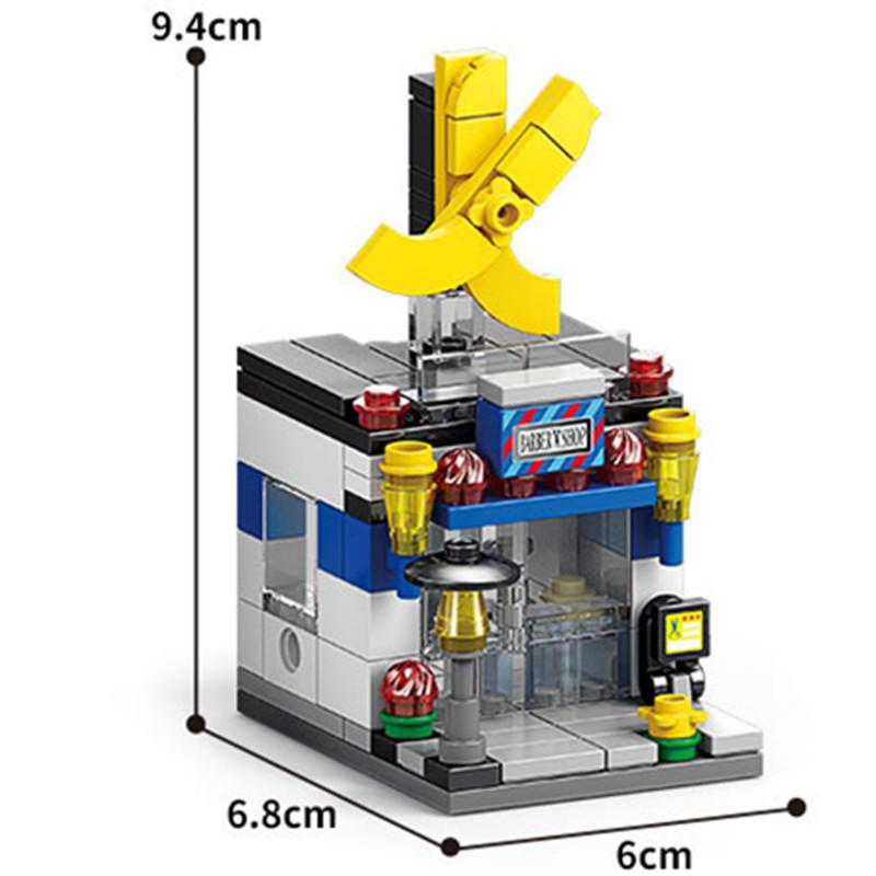 16 Stílusú Mini utcakép Kávéház Virágbolt Fodrászat Zongora Játékterem Gyümölcs Könyvesbolt Építőkockák Tégla Film Modell Játék Fiúk Lányok Ajándékok