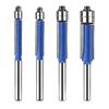 4Pcs Flush Trim Bit Set 6mm Shank Top Double Bearings Straight Router Professional Woodworking Tool