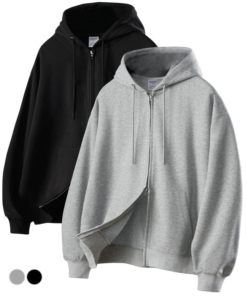 Untapped Studio Double Two-Way Zipper Oversized Sweat Zip-Up Hoodie 2 Colors