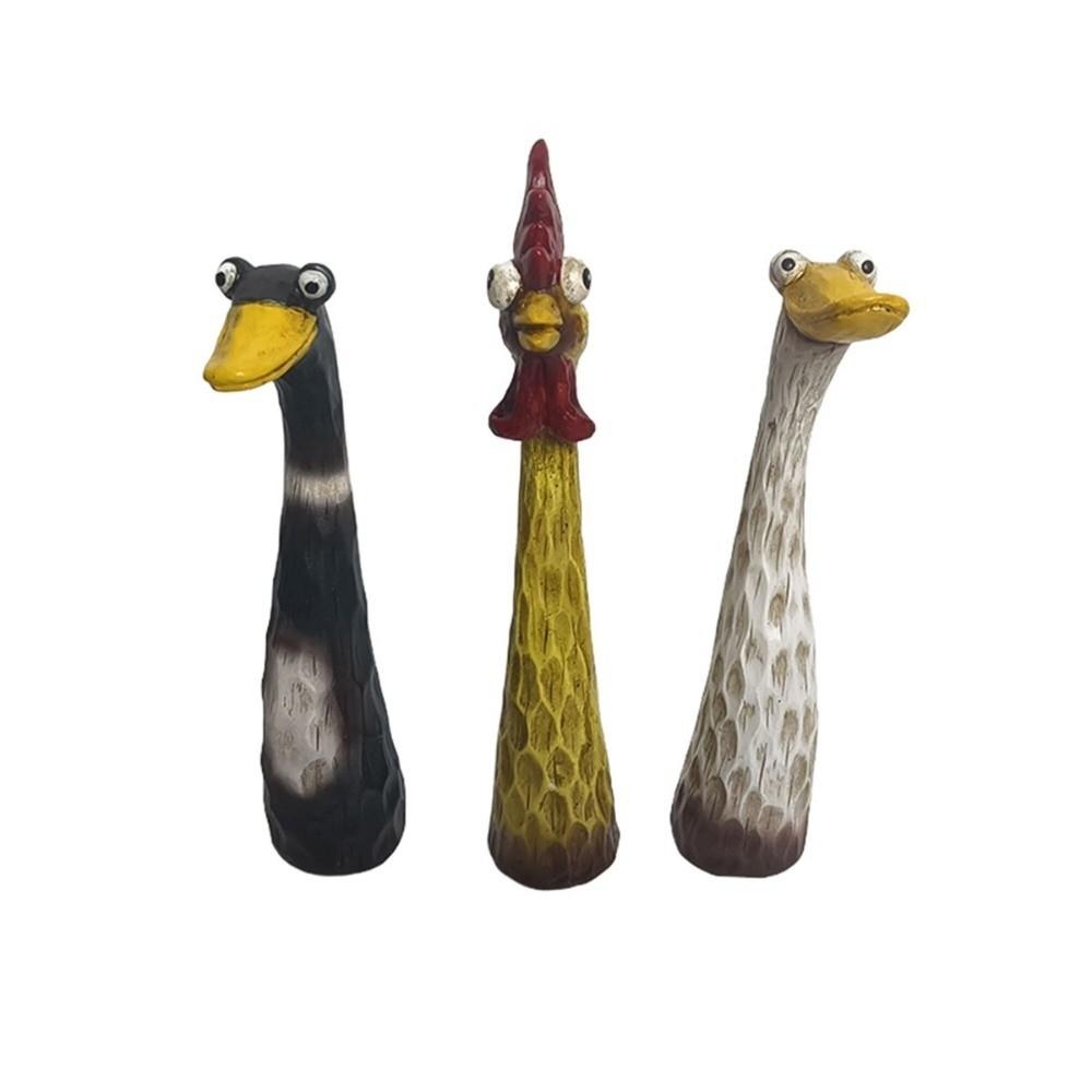 Resin Crafts Screaming Chicken Statues Weatherproof Funny Duck Goose Ornaments Hand-Painted Animal Statues