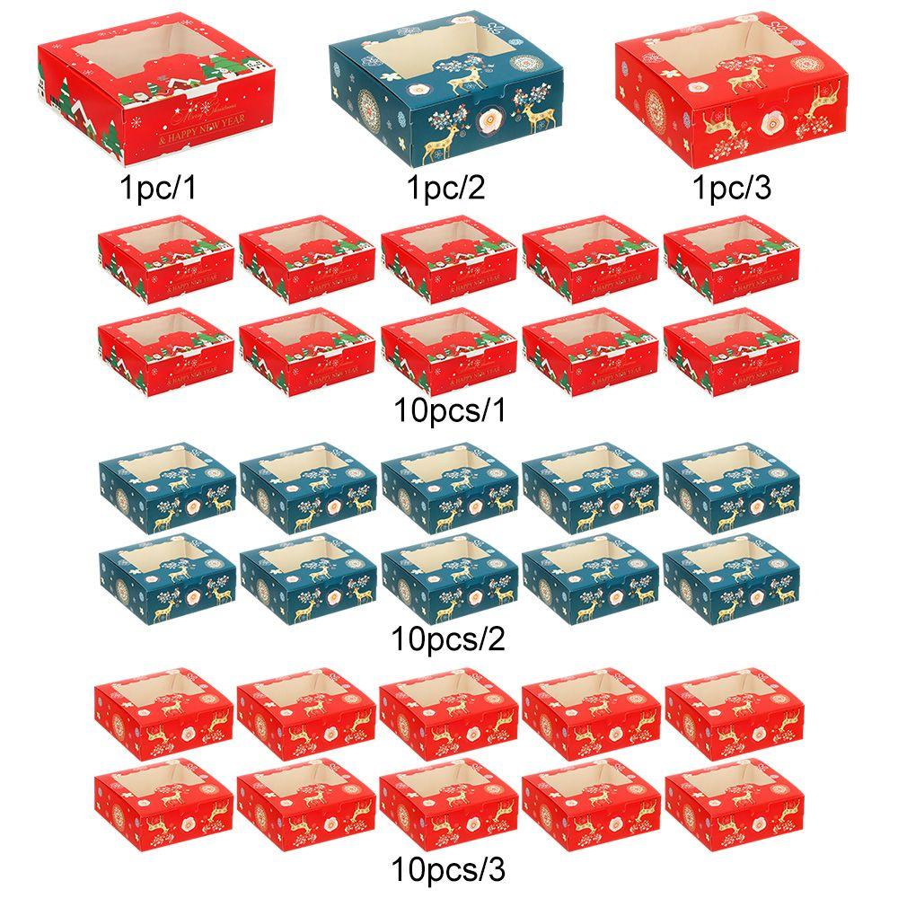 1/10pcs Nougat 4 Cup Biscuit Christmas Cardboard Cake Boxes Cake Packaging Box Christmas Gift Box Gift Wrapping Box