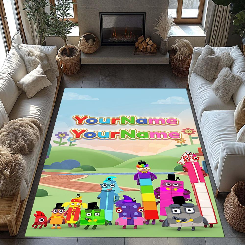 Numberblocks Customizable Name Area Rug Design for Living Rooms Study Room Entryway Dormitory Antislip Carpet Anime Office Decor Spiritual Gift