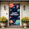 Rocket Birthday Decoration Creative Planet Durable Birthday Banner Vibrant Birthday Backdrop for Outdoor