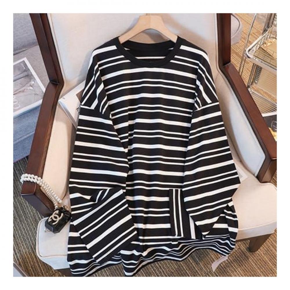 Navava Loose FiT Round Neck STripe Long Sleeve T shirT nT1942