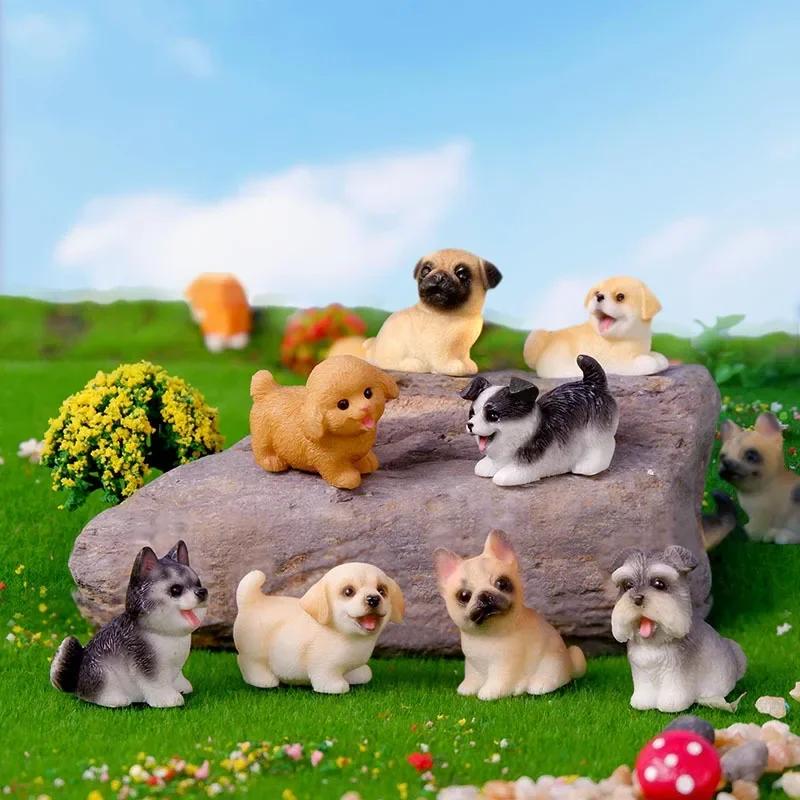 Kawaii Resin Cute Mini Dog Ornaments Figures Miniature Things Statues Dollhouse Room Home Decor Items Desk Accessories