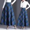 Women Woolen Skirt High Waist Plaid Print A-Line Skirt Autumn Winter Thickened Large Hem Skirt Daily Wear