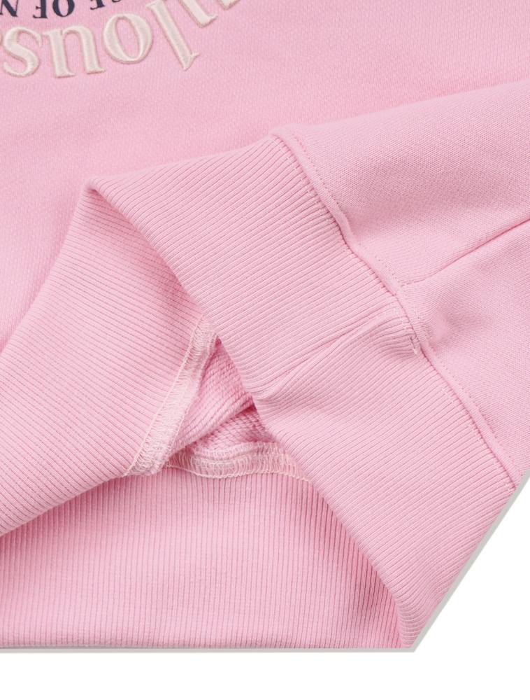 LA MAISON STUDIO Women'S Crop Circle Logo Embossed Bear Friends Heavy Terry Sweatshirt Pink (Fcd3Ts702W)