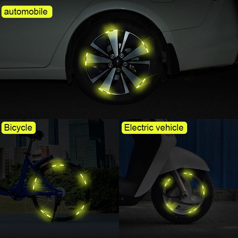 Car Wheel Hub Reflective Stickers Tire Rim Luminous Accessories For Skoda Octavia Superb Rapid Kodiaq Karoq Fabia Kamiq Roomster Citigo
