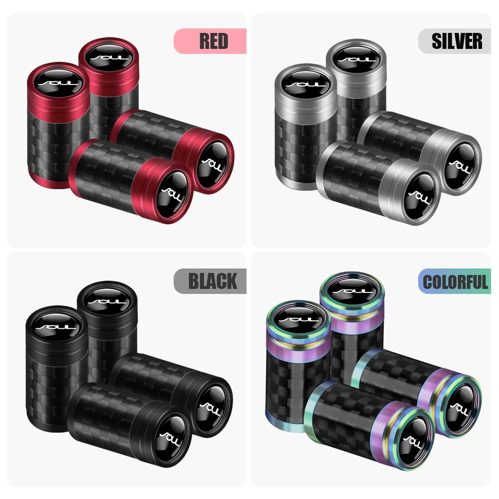 4Pcs Metal Carbon Fiber Car Wheel Tire Valve Caps Stem Case Accessories for Kia Rio 3 Soul Picanto EV6 Niro Hbwjx00