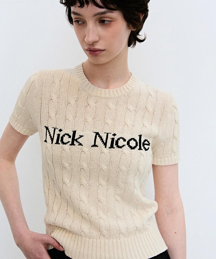 Nigaennikol Nick Nicole Cable Half Knit_Light Beige