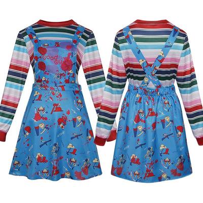 Horror Movie Chucky Doll Cosplay Killer Halloween Costume Dress Halloween Carnival Clown Dress Up Outfit For Woman Girls