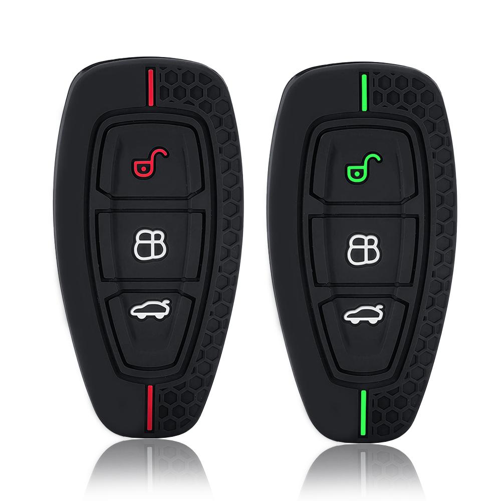 Autoschlüssel-Set für Ford ST Line Fiesta Focus Mondeo Ecosport Kuga Edge Escape Metallisches Silikon-Autoschlüsselanhänger-Etui Zubehör