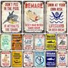 Pool Beach Lake Warning Metal Sign Shark Caution Plaque Swimming Safety Sign Shark Joke Humor Funny Lifeguard Swim At Own Risk