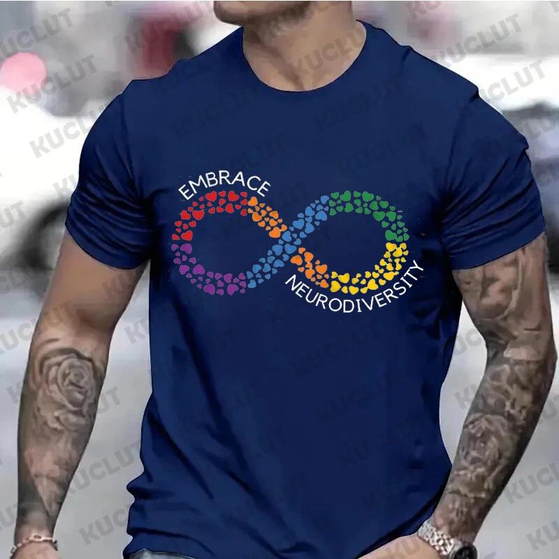 Men's Clothing Autism Neurodiversity Graphic Tee T-Shirt Autism Acceptance Infinity Hearts Symbol Embrace Tshirts Unisex Tops