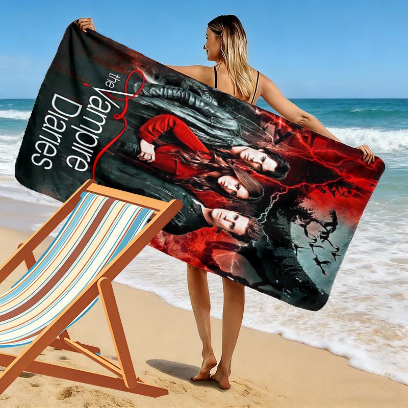 Vampire Diaries Print Beach Towel, Large Soft Quick Dry Towel for Beach Camping Swimming