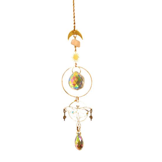 Funkelnder Sonnenfänger mit Kette, reflektierend, atemberaubender optischer Effekt, lebendige Farben, Fenster-Hängeanhänger, Party-Dekoration
