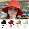 Casual Lace-up Fisherman Hat Windbreak Solid Color Sunshade Hat Lightweight Basin Hat Women