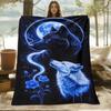 1pc Skin-friendly Wolf and Moonlight Pattern Digital Print Blanket, Suitable for All Seasons, Sofa Throw, 100% Polyester Fiber, Soft and Comfortable,
