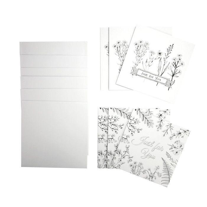 MégaCréa DIY - Carte à colorier avec enveloppe "Just for you" 13,5 cm 6 pièces