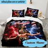 Set Biancheria da Letto Personalizzato 3 Pezzi Campione Rhea wrestling, Include 1 Federa Copripiumino e 2 Federe Cuscino, Adatto per Dormitori e Camere da Letto Regalo