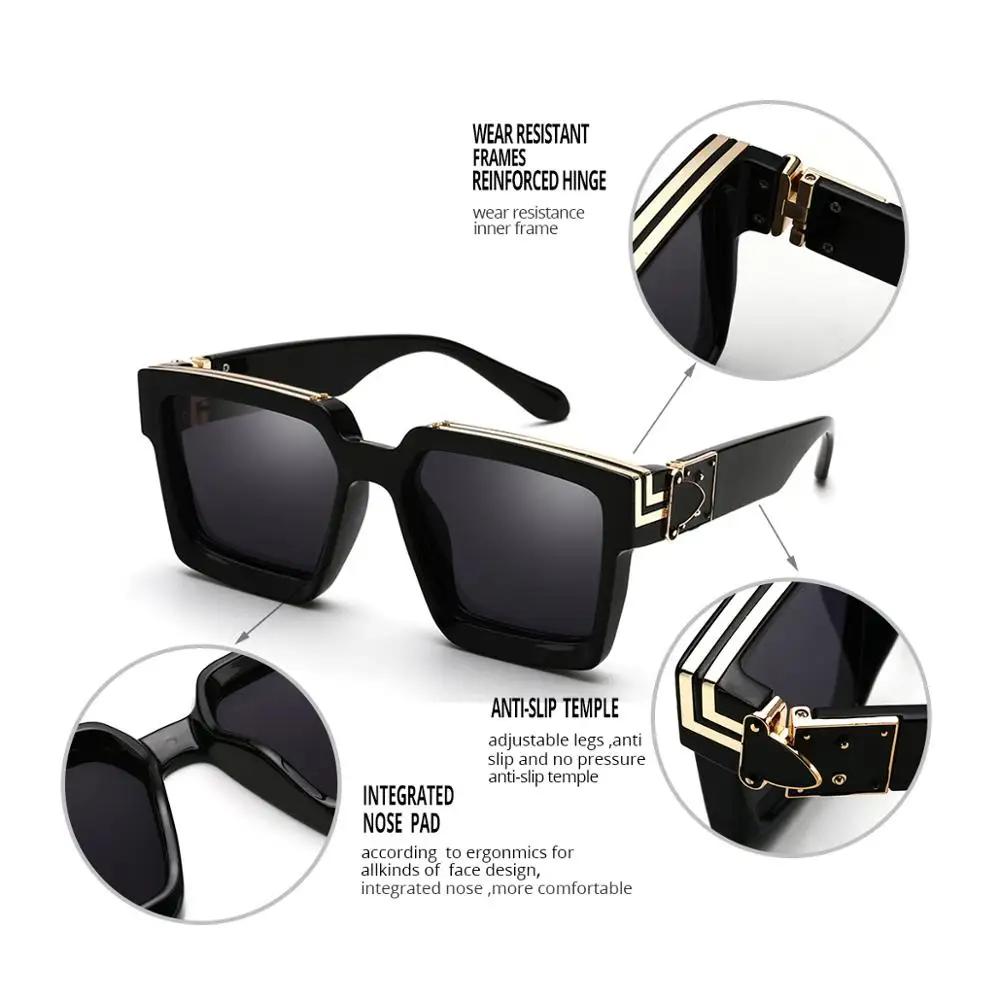 New Luxury Brand Designer Square Oversized Sunglasses Men Women Fashion Thick Frame Glasses Mens Uv400 Male Celebrity