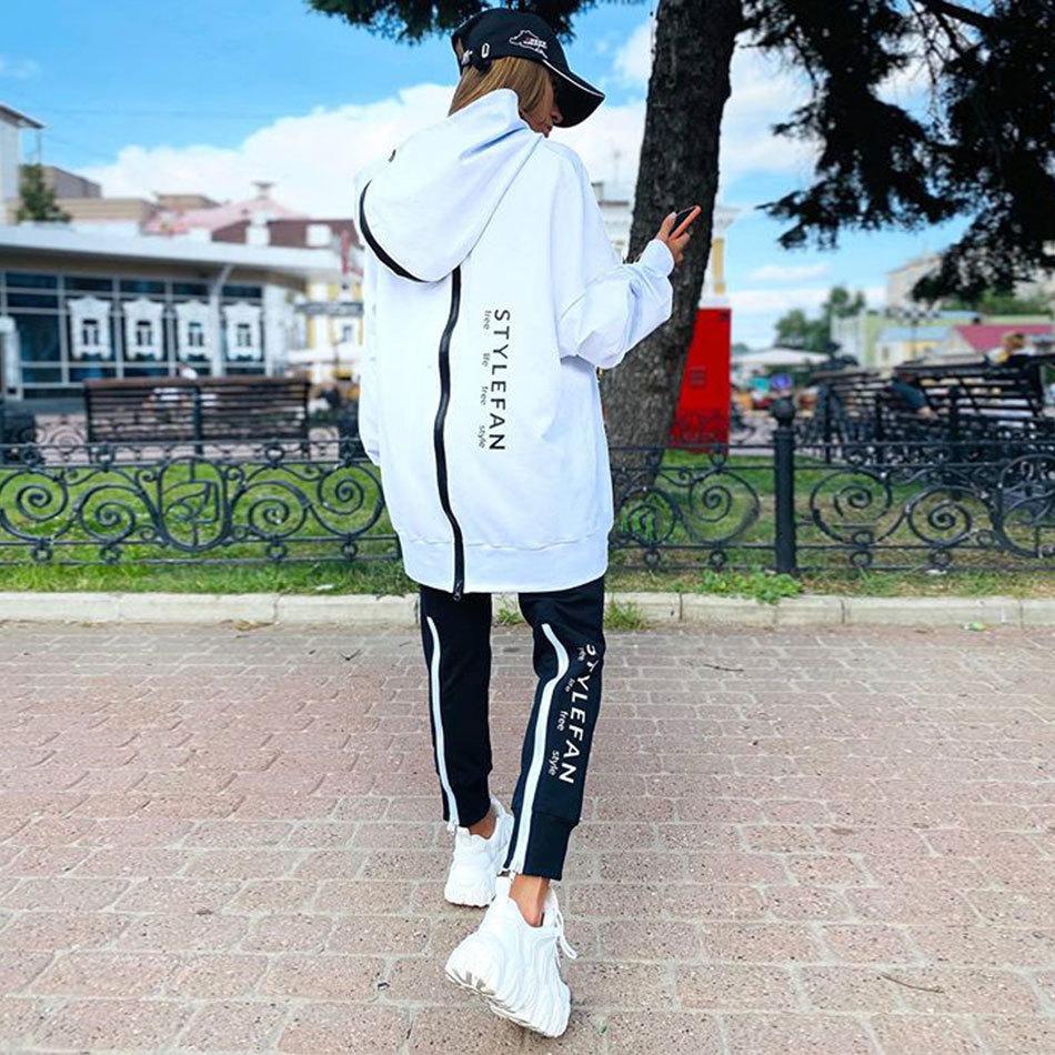 Women Fashion Sweatsuits Tracksuit Jogging Suit Streetwear Running Sportswear Zipper Long Hoodies Long Pant Two Pice Set