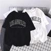 Unisex Summer T-Shirt Los Angeles Fashion American Letter Print Short Sleeve Pattern Cotton T-Shirt Y2k Top WoUnisex Plus T-Shirt