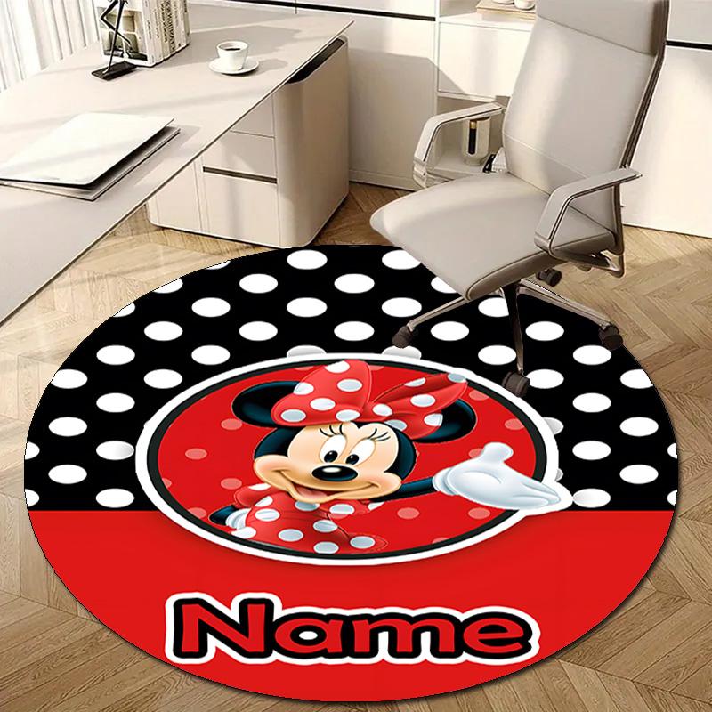 Gepersonaliseerd M-Minnie Rond Kantoorvloerkleed - Perfect voor Mat, Kantoorstoel & Meer - Ideaal Cadeau voor Verjaardagen en Feestdagen
