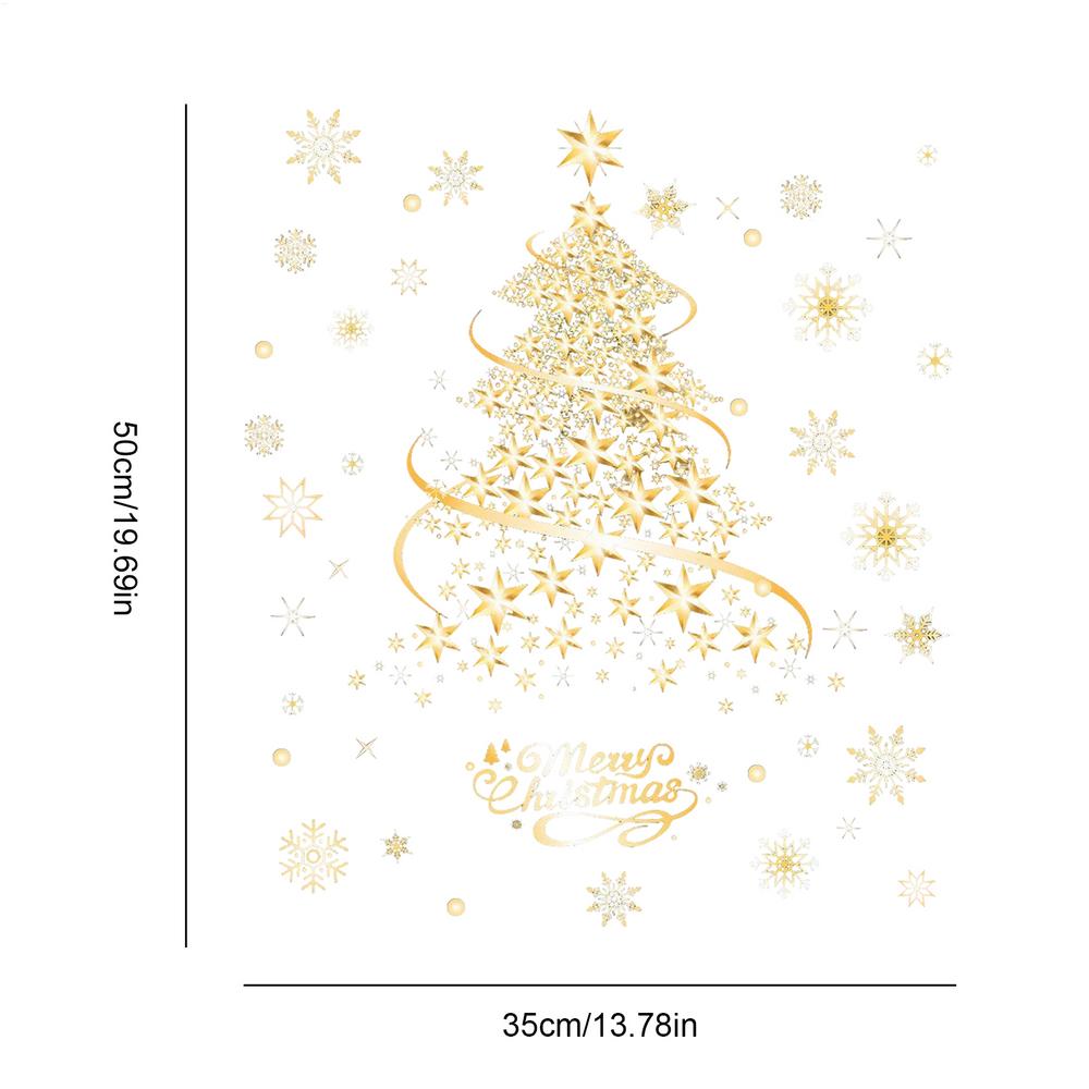Christmas Window Clings 2 Sheets Removable Decals Static Christmas Tree Window Sticker for Home Party Glass Door Wall Window