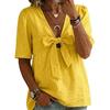Women Shirt Pure Color Loose Fit Commuting Style Casual Tops Front Bowknot Decor Summer Pullover Tops