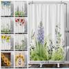 Modern Fresh Plant Shower Curtain Flowers Sunflower Hyacinth Shower Curtains Bathroom Decor Waterproof With 12 Hooks Curtains