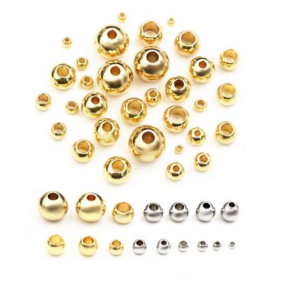 30-100pcs 2-8mm Stainless Steel Gold Color Spacer Beads Charm Loose Bead DIY Bracelets Necklace Beads for Jewelry Making Charms