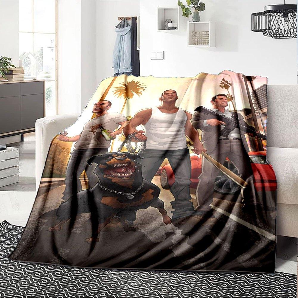 1pc Grand Theft Auto Soft Flannel Blanket with Designer Print A Cozy Blanket for All Seasons, Perfect for the Couch, Bed, Office