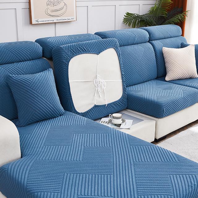 Jacquard Sofa Furniture Seat Cushion Protective Covers Stretchy Soild Colour Anti -Dirty L -Shaped Couch Covers Removable Sofa Slipcover Home Office