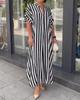 New European and American Cross-border Women's Clothing Amazon Independent Station Fashion Side Split Stripe Loose Casual Short-sleeved Dress