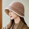 Elegant Temperament Basin Hat Women's Autumn and Winter Fashion Bucket Hat Bucket Hat Women's Winter Knitted Wool Hat Outdoor Travel Windproof Hat