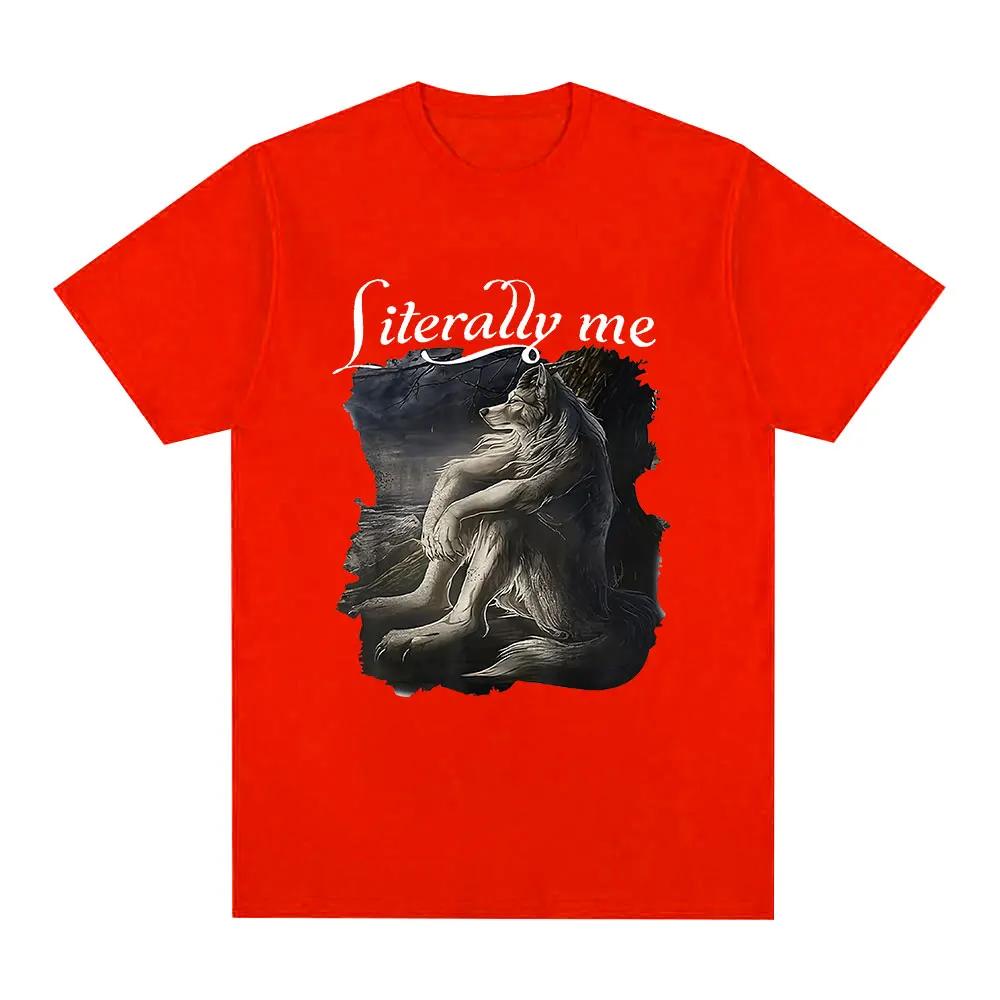 Unisex Sitting Wolf Literally Me Funny Meme T Shirt Women Casual Short Sleeve T-shirts Hip Hop Vintage Tee Shirt Unisex Women Clothing