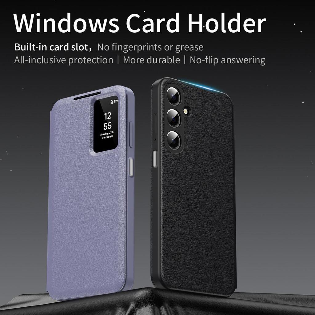 For Samsung Galaxy A16 A56 A55 A17 A37 A57 Smart Window Case, APP Wake Up/Sleep, Wallet Phone Protect Cover Card Pocket Holder Case
