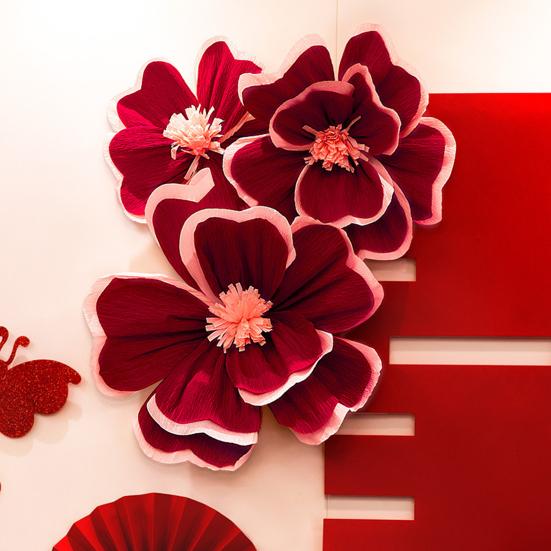 3Pcs Artificial Flower Three-Dimensional Design Festival Atmosphere Warm Joyful Colors Decorative Paper Flowers Home Party Office Gift Background Wall