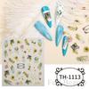 Autocollant 3D pour ongles, ligne ondulée dorée, marbre, géométrie bleue, fleurs abstraites, décalcomanies pour Nail Art, feuilles de décoration de manucure