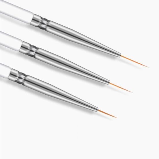 3 Pcs/Set Nail Art Brushes Fine Liner Brush Anti-slip Handle Soft Bristle Portable Lightweight Nail Art Striping Brushes Thin Line Nail Brush Detail