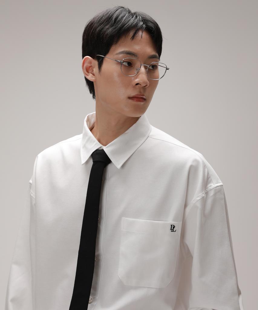 Dibellobeu City Boy Oversized Solid Oxford Shirt_Off-White