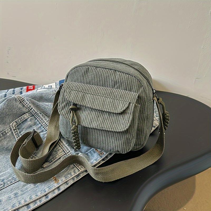 Koreanische Harajuku Umhängetaschen Cord Damen Kleine Schultertasche Teenager Mädchen Crossbody Tasche Niedliche Tragetasche Student Bolsa