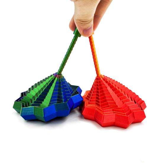 3D Printed Fractal Fidget Star Stress Anxiety Relief Expanded Star Sensory Toy with Handle Whirling Spiral Expandable Star Decompression Toy