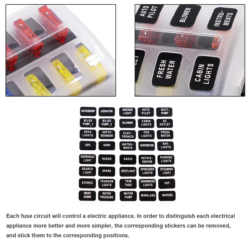 PC Terminal Block Type, 1 In 10 Out Fuse Boxes for Cars, RVs, and Ships, with LED Lights, 12-32V
