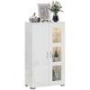 Buffet with RGB LED 16 Colors and Remote Control, High Gloss, Glass Doors, Glass Shelves, 71x35x126cm, White
