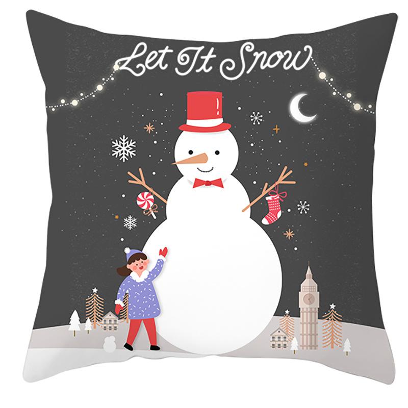 New Christmas Snowman Pillow Cover Christmas Illustration Home Cushion Cover Premium Durable Quality Useful Practical