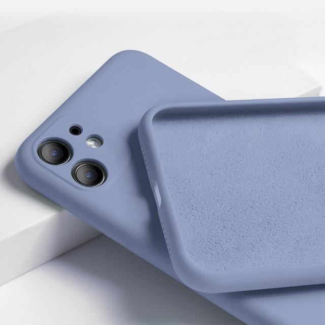 Liquid Silicone Soft Luxury Original Case For Iphone 14 13 11 12 Promax Xr Xs 78plus Super Fine Fleece Shockproof Back Cover