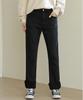 Jikeulib Warm Bonded Fleece Cut-Off Hem Black Straight Jeans